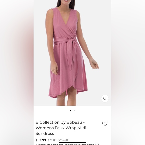 B Collection by Bobeau - Pink faux wrap midi sundress - Picture 4 of 4